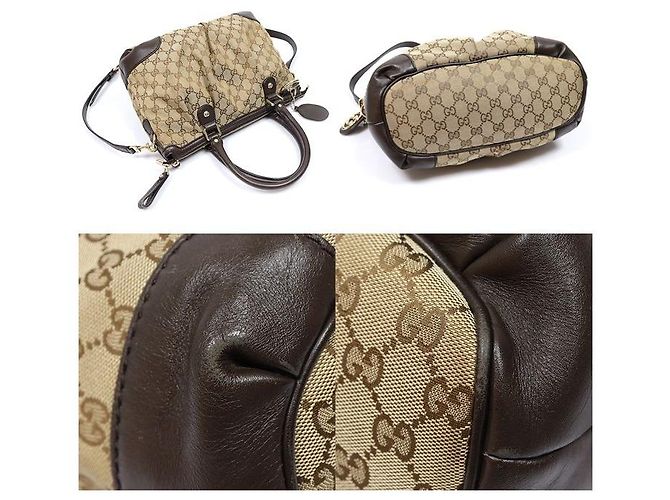 Gucci Sukey Top Handle in pelle marrone con logo GG - vista 5