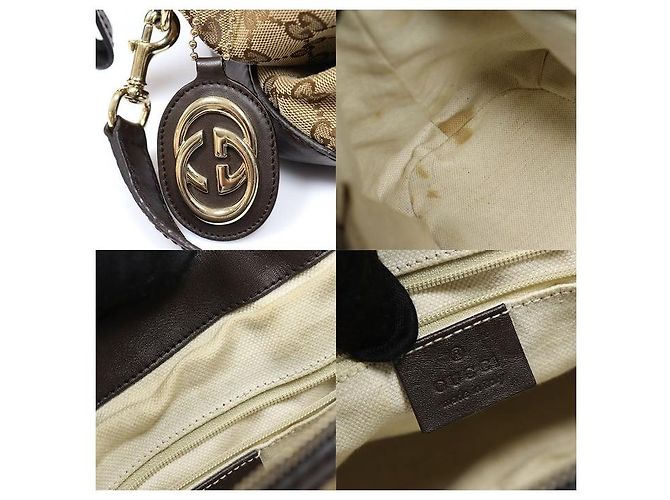 Gucci Sukey Top Handle in pelle marrone con logo GG - vista 7
