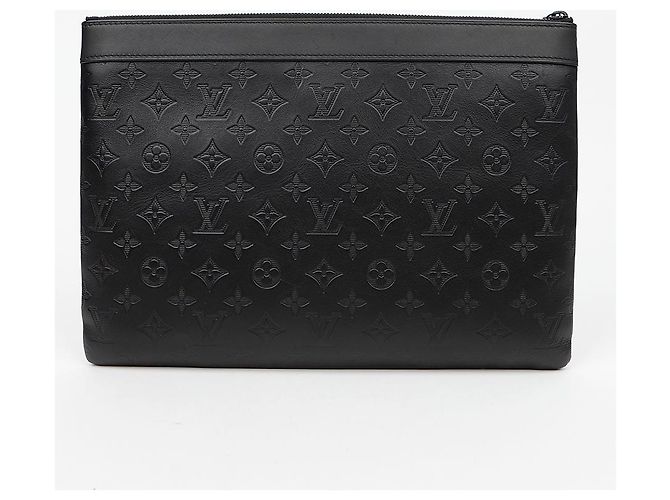 Louis Vuitton Borsa Clutch in pelle Monogram Shadow Nero - vista 4