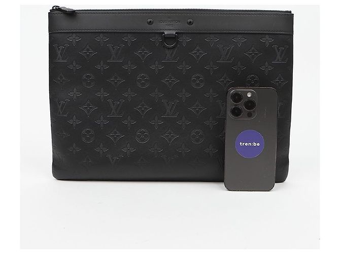 Louis Vuitton Borsa Clutch in pelle Monogram Shadow Nero - vista 9