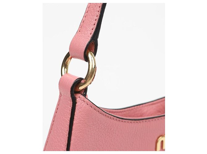 Miu Miu Borsa a tracolla hobo Madris Leather Gold Logo Rosa - vista 7