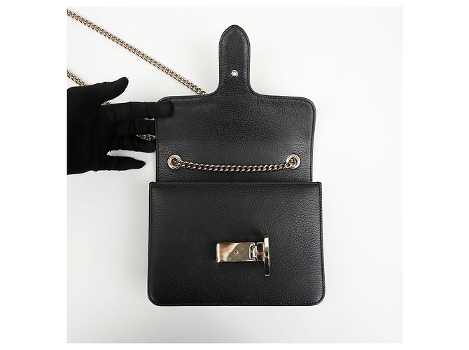 Gucci Borsa a catena Small Interlocking GG Nero Oro - vista 11