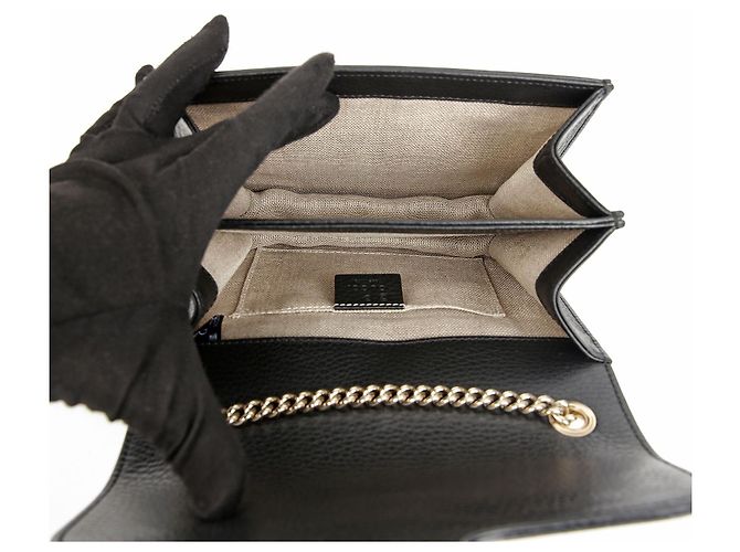 Gucci Borsa a catena Small Interlocking GG Nero Oro - vista 12