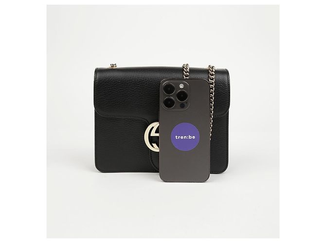 Gucci Borsa a catena Small Interlocking GG Nero Oro - vista 13