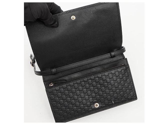 Gucci Borsa a Tracolla Mini Leather Microshima Nera - vista 9