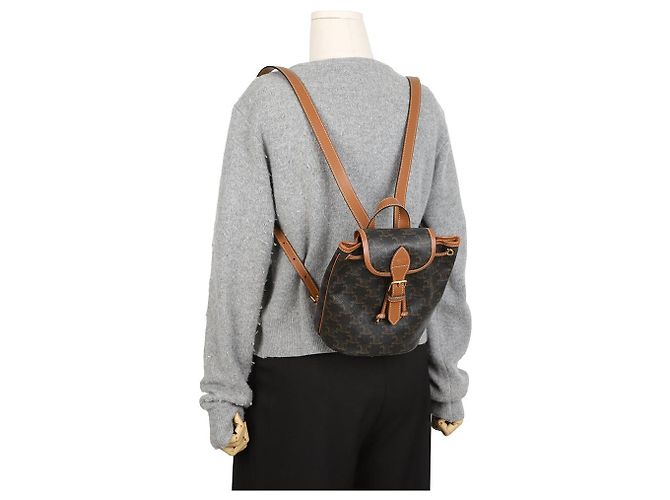 Céline Mini Mochila Triope Canvas Polco Tan - vista 10
