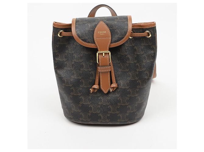 Céline Mini Mochila Triope Canvas Polco Tan - vista 2