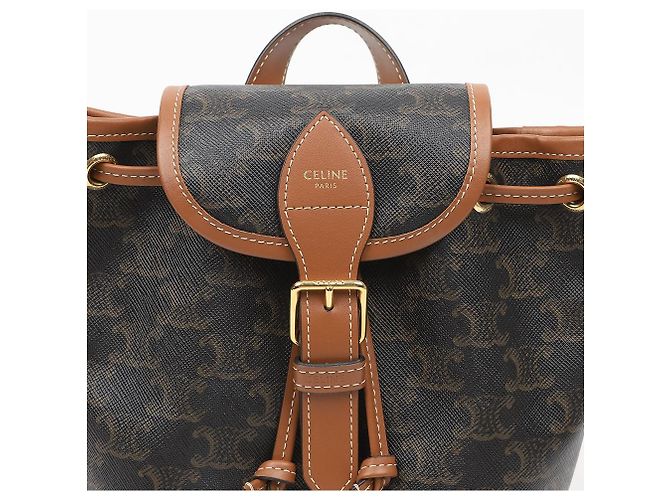 Céline Mini Mochila Triope Canvas Polco Tan - vista 3