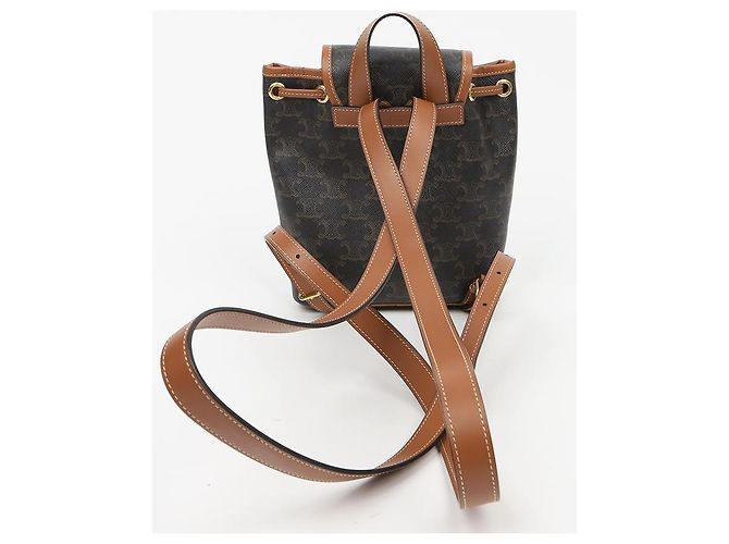 Céline Mini Mochila Triope Canvas Polco Tan - vista 4