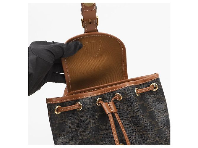 Céline Mini Mochila Triope Canvas Polco Tan - vista 7