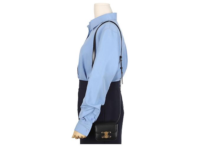 Céline Mini Cloud in vitello lucido nero - vista 10
