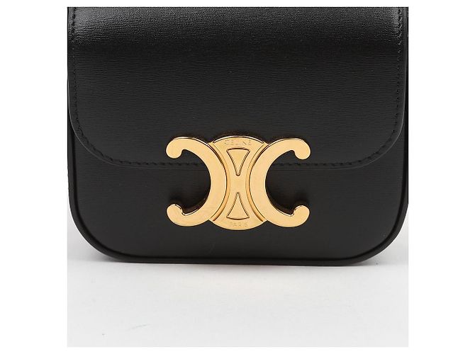 Céline Mini Cloud in vitello lucido nero - vista 2