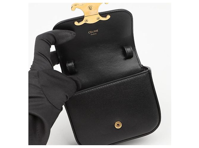 Céline Mini Cloud in vitello lucido nero - vista 7