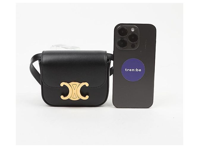 Céline Mini Cloud in vitello lucido nero - vista 9