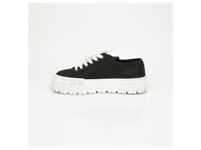 Prada Sneakers platform in gabardine con logo Triangle Nero - vista 10
