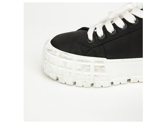 Prada Sneakers platform in gabardine con logo Triangle Nero - vista 11