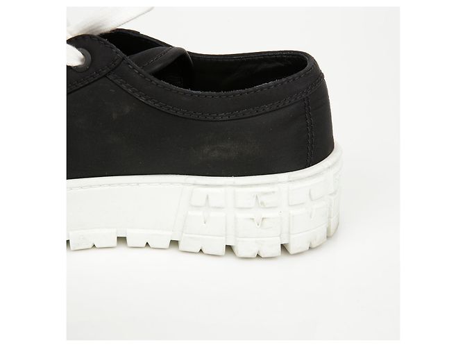 Prada Sneakers platform in gabardine con logo Triangle Nero - vista 12