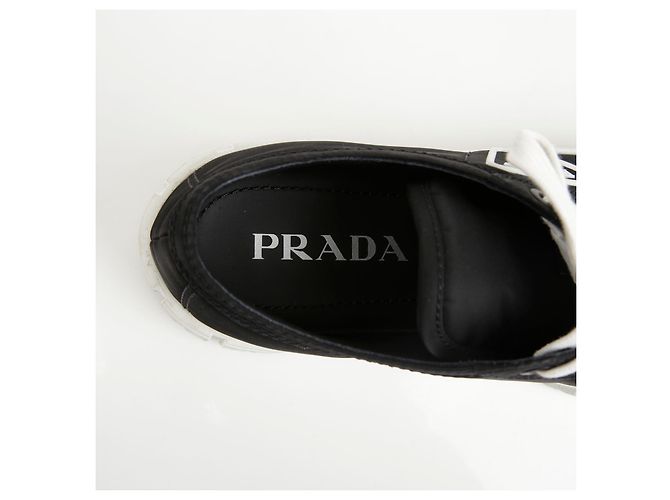 Prada Sneakers platform in gabardine con logo Triangle Nero - vista 15
