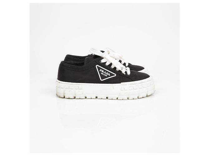 Prada Sneakers platform in gabardine con logo Triangle Nero - vista 2