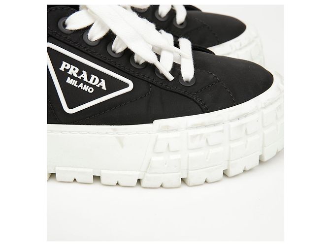 Prada Sneakers platform in gabardine con logo Triangle Nero - vista 4