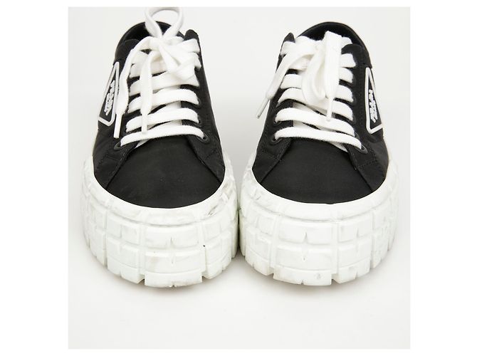 Prada Sneakers platform in gabardine con logo Triangle Nero - vista 6