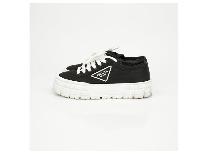 Prada Sneakers platform in gabardine con logo Triangle Nero - vista 7