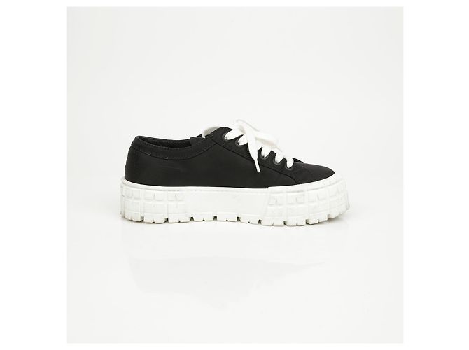 Prada Sneakers platform in gabardine con logo Triangle Nero - vista 9