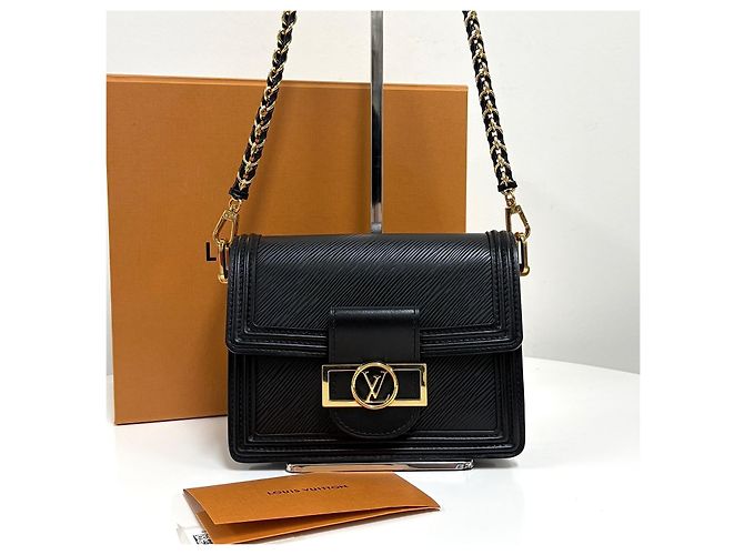 Louis Vuitton Mini Borsa a Tracolla Dauphine Épi Nera - vista 10