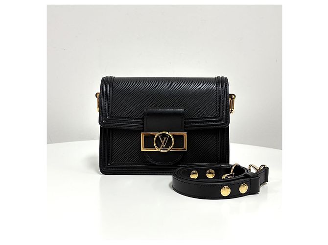 Louis Vuitton Mini Borsa a Tracolla Dauphine Épi Nera - vista 11