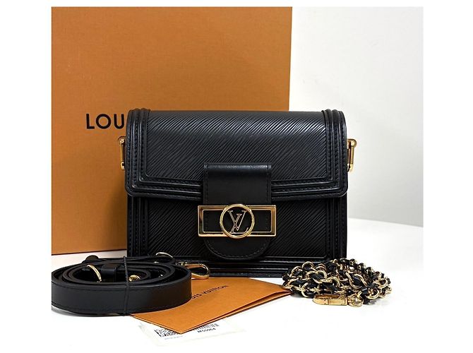Louis Vuitton Mini Borsa a Tracolla Dauphine Épi Nera - vista 2