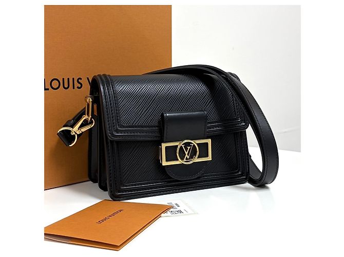 Louis Vuitton Mini Borsa a Tracolla Dauphine Épi Nera - vista 6