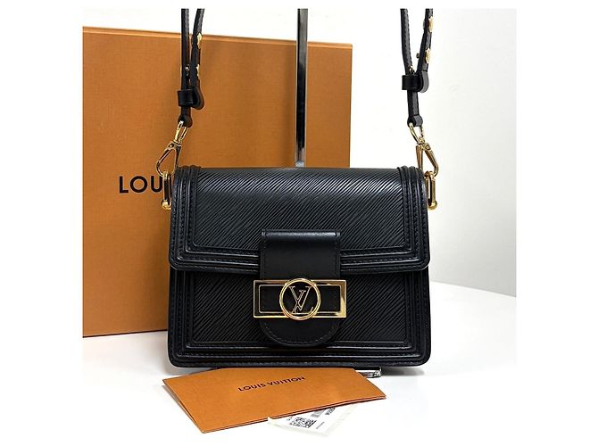 Louis Vuitton Mini Borsa a Tracolla Dauphine Épi Nera - vista 7