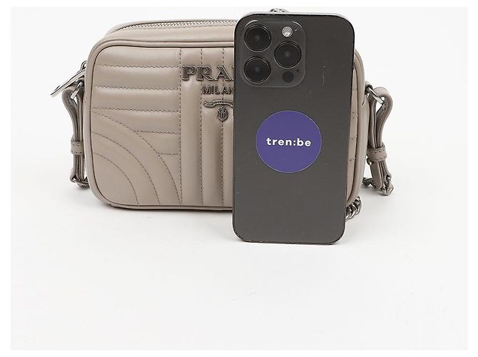 Prada Borsa a tracolla Gray Diagram Chain - vista 12