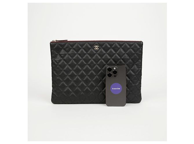 Chanel Clutch Classic Large Caviar Nera con Hardware Dorato - vista 10