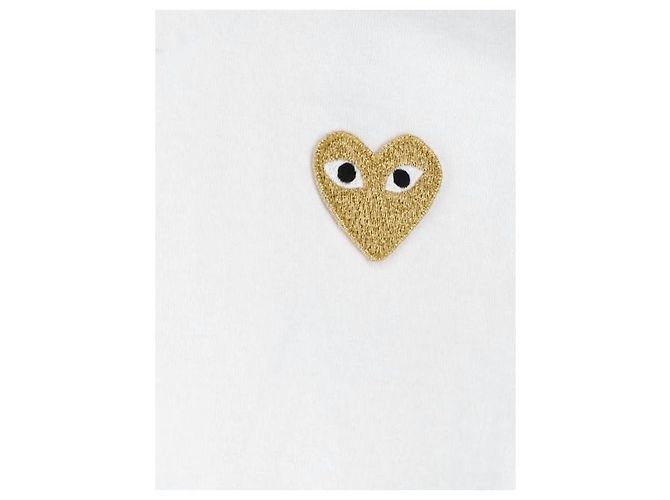 Comme Des Garcons Kurzarm-T-Shirt mit goldenem Herz-Patch - Ansicht 6