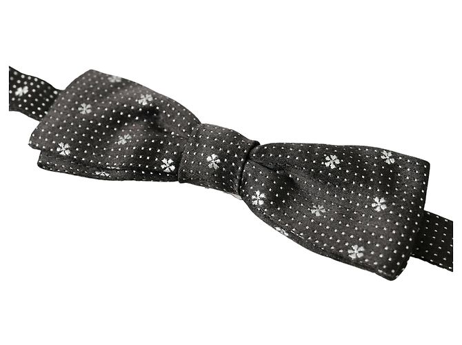 Dolce & Gabbana Dark Gray Patterned Silk Adjustable Men Neck Papillon Bow Tie - view 2