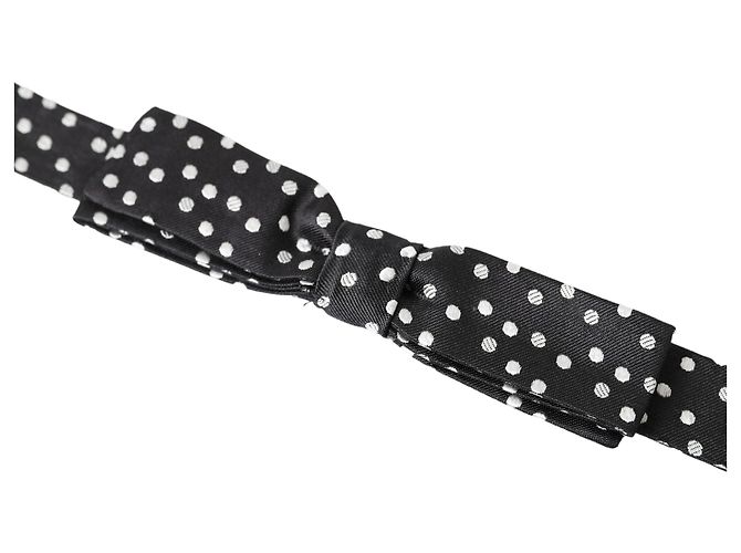 Dolce & Gabbana Papillon regolabile in seta a pois neri da uomo - vista 2