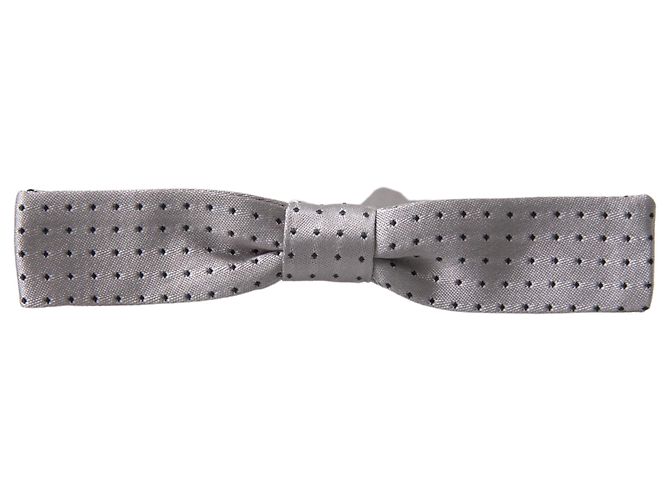 Dolce & Gabbana Papillon regolabile da uomo in seta a pois grigi - vista 3