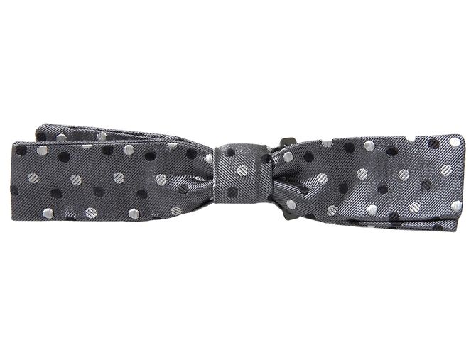 Dolce & Gabbana Papillon regolabile da uomo in seta a pois grigi - vista 3
