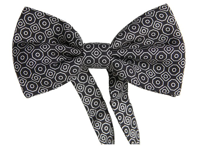 Dolce & Gabbana Papillon regolabile con fantasia bianca e nera - vista 3