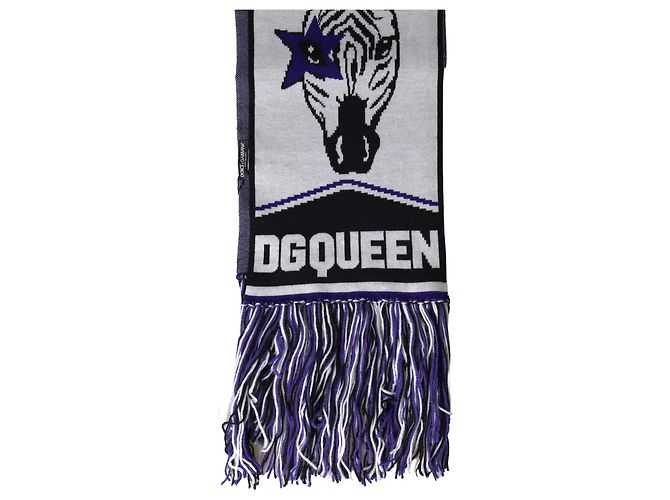 Dolce & Gabbana Multicolor DG Queen Wrap Wollschal mit Fransen - Ansicht 3