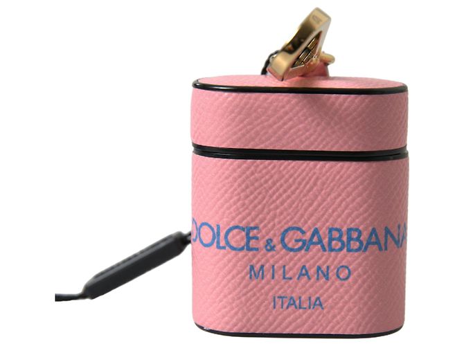 Dolce & Gabbana Capa para Airpods em couro de bezerro rosa e azul com logo e alça - vista 4