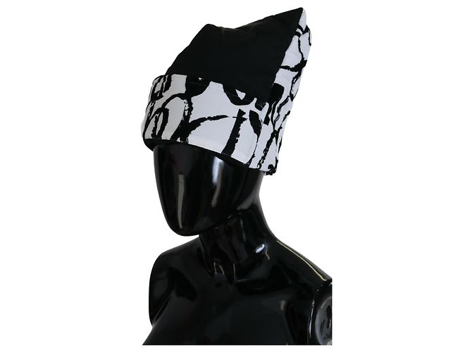 Dolce & Gabbana Berretto invernale in nylon stampato bianco da donna - vista 2