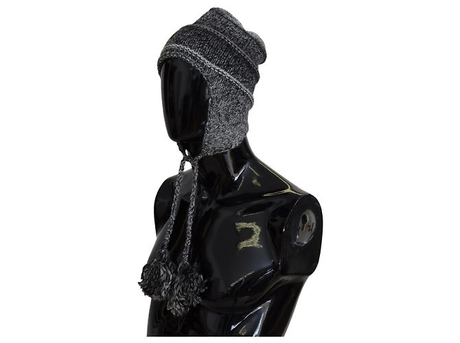 Dolce & Gabbana Berretto in maglia grigio con paraorecchie in pile caldo - vista 2