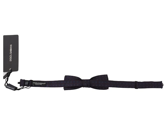 Dolce & Gabbana Blue Pattern Silk Adjustable Neck Papillon Bow Tie - view 2