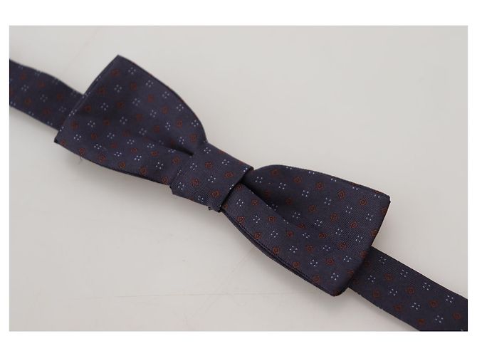 Dolce & Gabbana Blue Pattern Silk Adjustable Neck Papillon Bow Tie - view 3