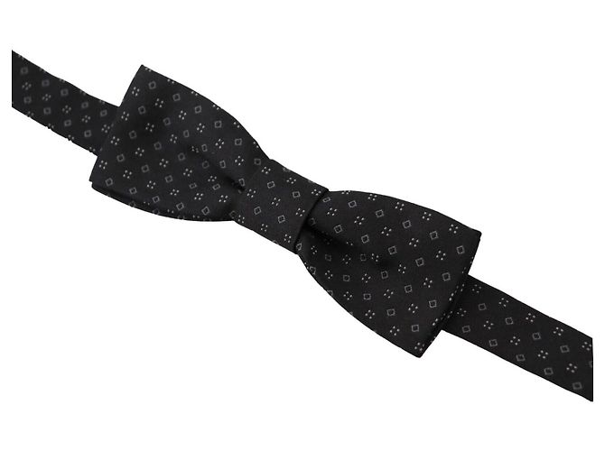 Dolce & Gabbana Black Pattern Silk Adjustable Neck Papillon Bow Tie - view 2
