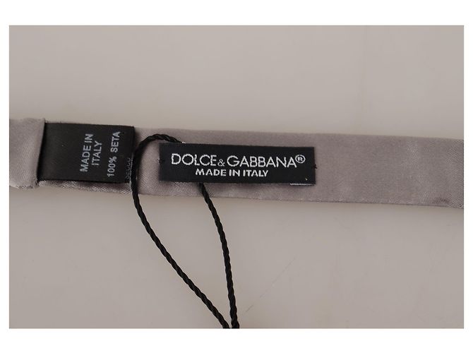 Dolce & Gabbana Papillon slim regolabile in seta e argento - vista 5