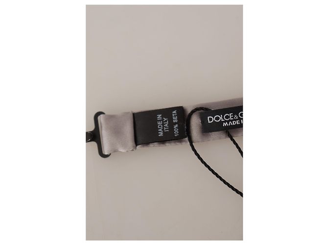 Dolce & Gabbana Papillon slim regolabile in seta e argento - vista 6