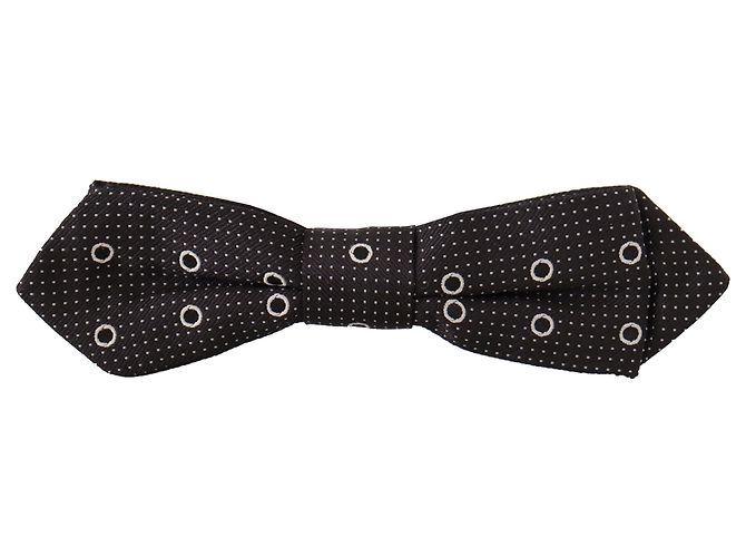 Dolce & Gabbana Cravatta a Farfalla in % Seta a Pois Bianchi Grigio Scuro - vista 2